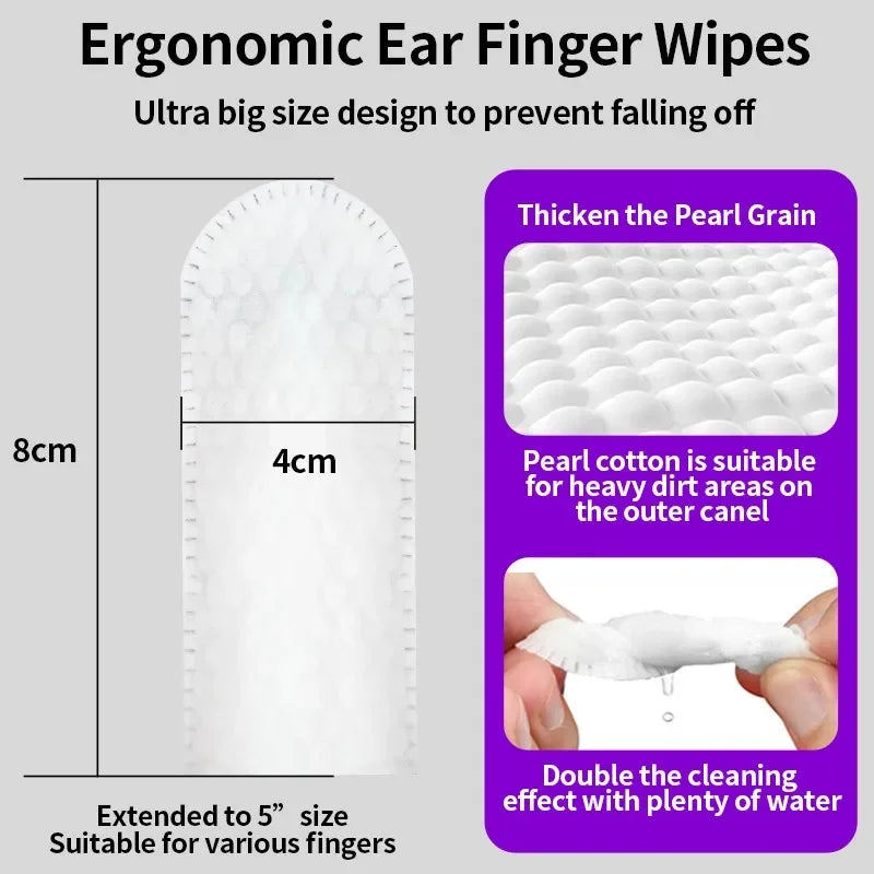 Pet Ear Cleaning Wipes – 50-Pack Fingertip Wipes for Ear Mite Removal in Cats & Dogs