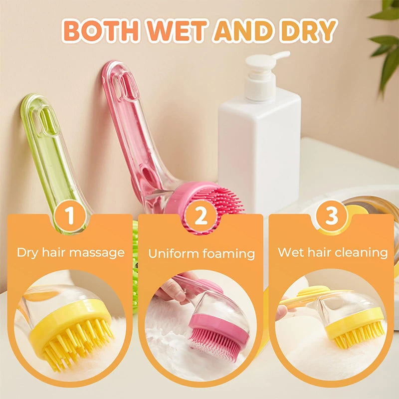 2-in-1 Pet Bath Brush with Built-in Shampoo Dispenser – Grooming & Massage for Dogs & Cats