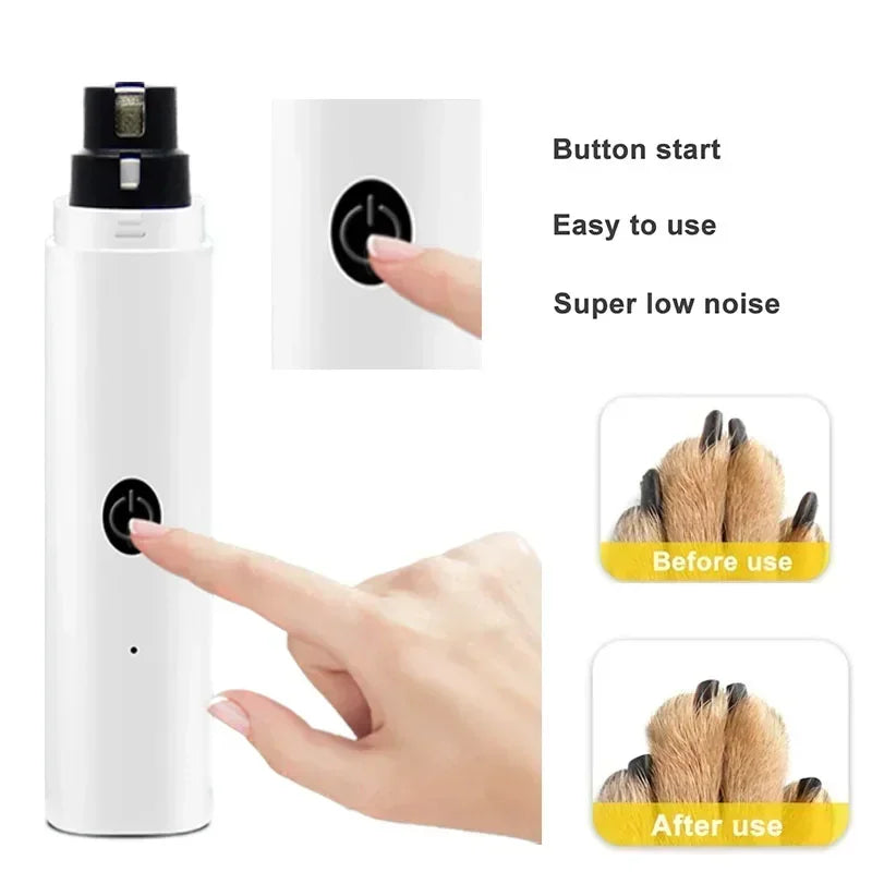 Electric Pet Nail Grinder – Rechargeable USB with LED Light