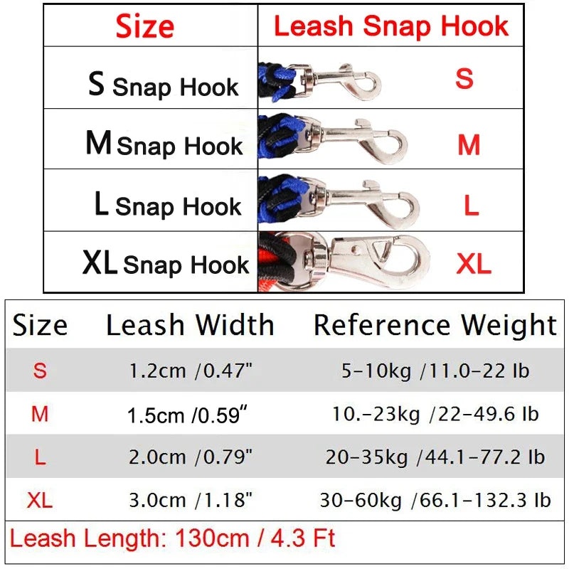 Heavy-Duty Braided Nylon Dog Leash – Strong & Durable for All Dog Sizes | S/M/L/XL