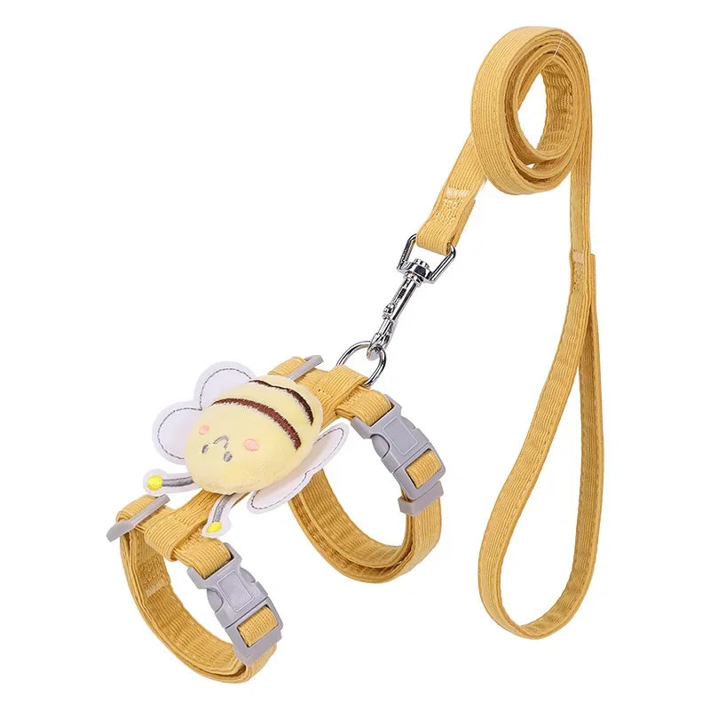 Bee-Themed Cat Harness & Leash Set – Adjustable Walking Vest for Small & Medium Cats