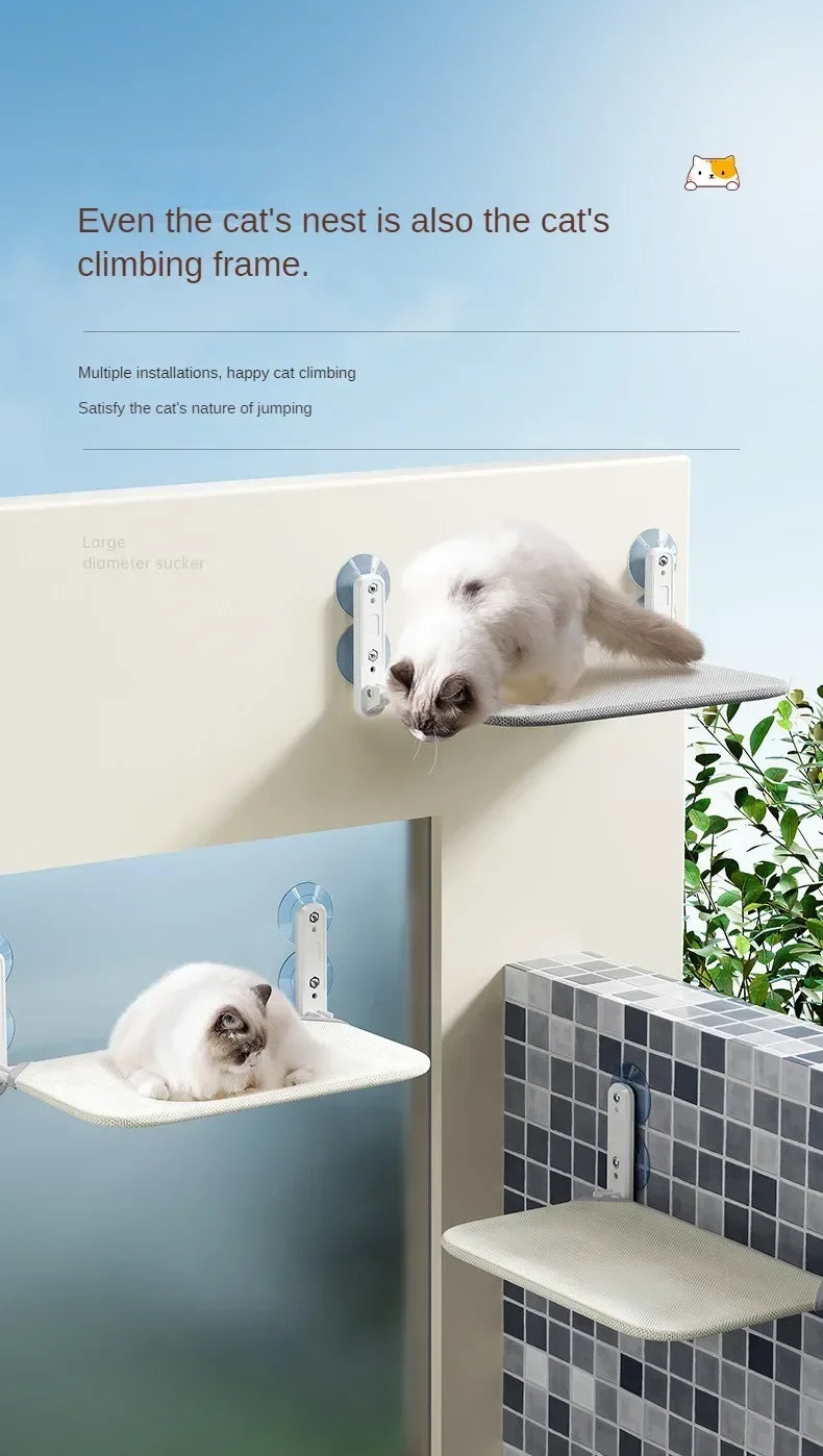 Cat Window Hammock Bed – Suction Cup Hanging Perch with Washable Plush Mat