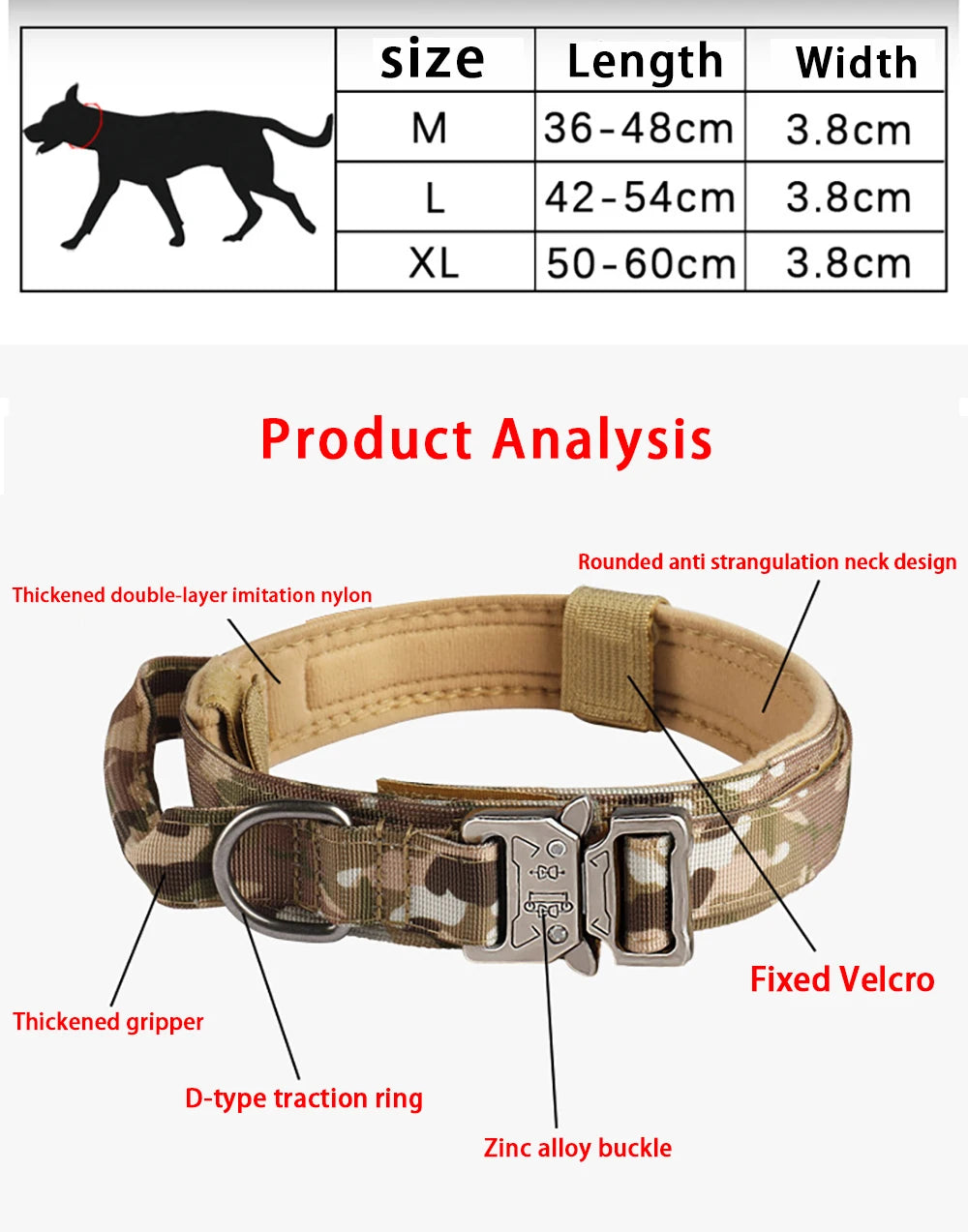Tactical Dog Collar – Heavy-Duty Nylon with Metal Buckle | M, L, XL