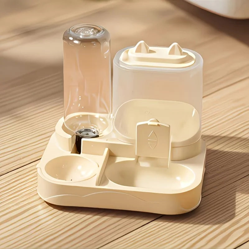 2-in-1 Large Pet Feeder & Water Dispenser – Gravity-Fed, Dry/Wet Separation, No Battery | Cats & Dogs