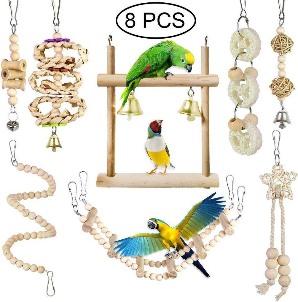 Parrot Toy Set – Swing, Bell & Ladder Training Kit
