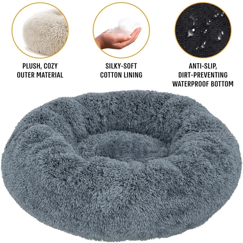 Cozy Round Pet Bed – Ultra-Soft Plush for Dogs & Cats (40–90 cm)