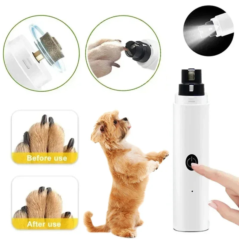 Electric Pet Nail Grinder – Rechargeable USB with LED Light