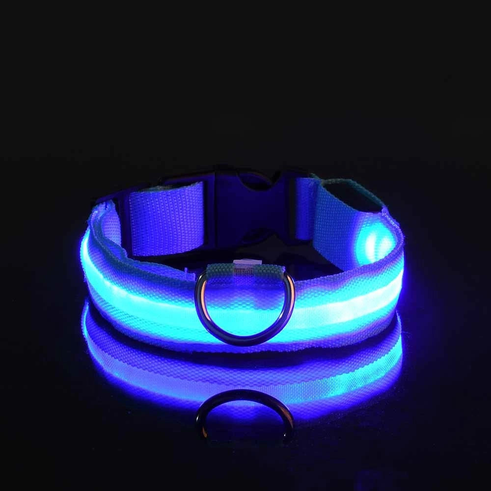 LED Light-Up Dog Collar – Nylon Night Safety Flashing Collar for Dogs