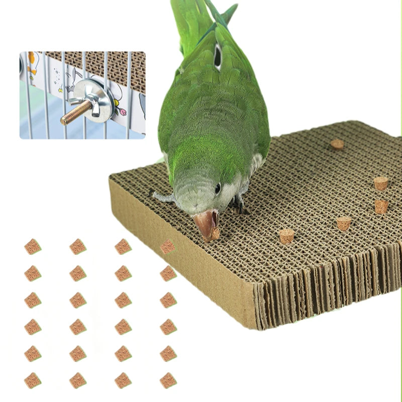 Bird Shredding & Foraging Toy Set – Paper & Cork Perch for Parakeets, Parrots & Conures