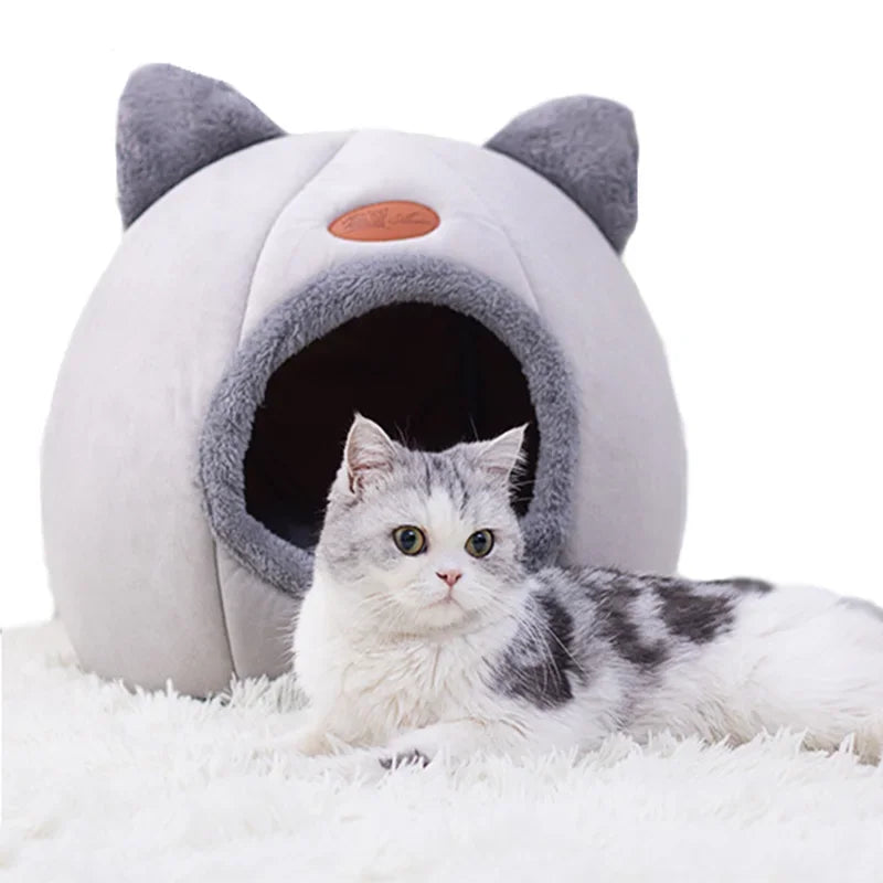 Cozy Cave Cat Bed – Removable Cushion, Breathable & Warm Pet House for Cats & Small Dogs