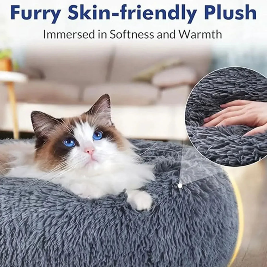 Cozy Round Pet Bed – Ultra-Soft Plush for Dogs & Cats (40–90 cm)