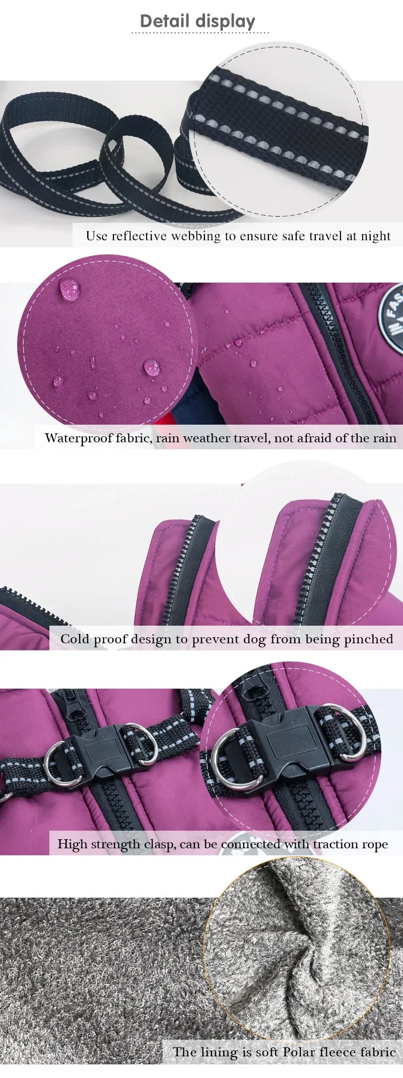 Winter Dog Jacket with Harness – Waterproof & Warm Coat for Large & Small Dogs