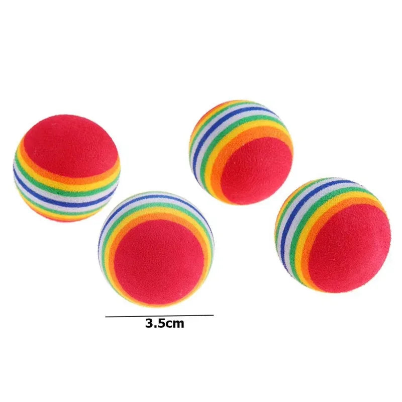 Rainbow Sponge Ball Toy for Cats & Dogs – Interactive Chew, Rattle & Scratch Play Balls