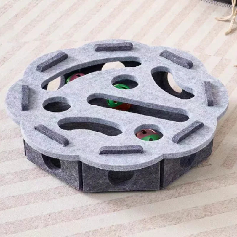 Interactive Cat Maze Toy with Bell Ball — Felt Puzzle Box