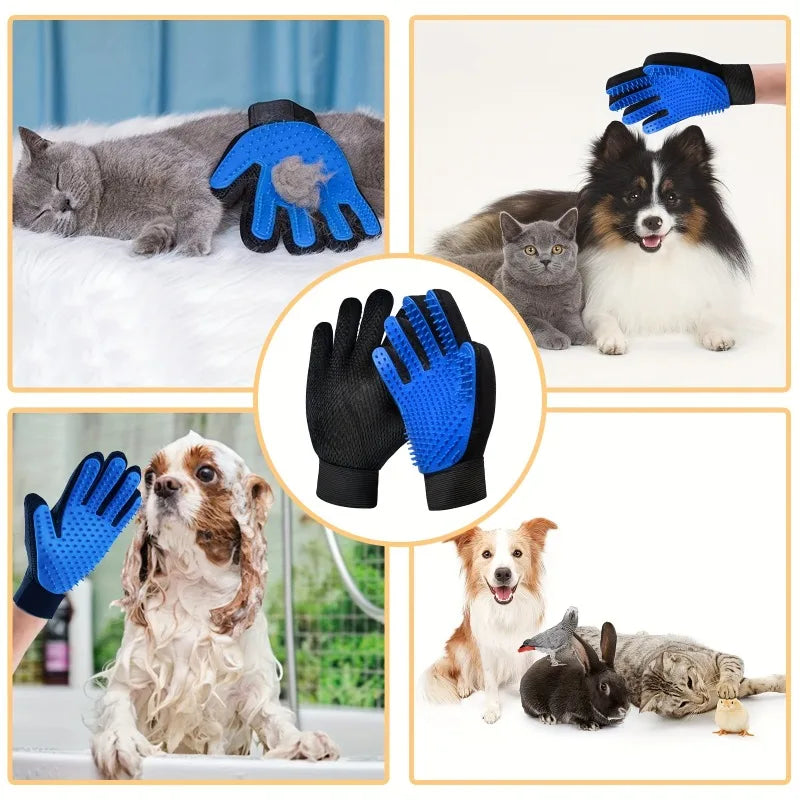 Pet Grooming Gloves – 2-in-1 Silicone Deshedding & Massage Brush for Dogs & Cats