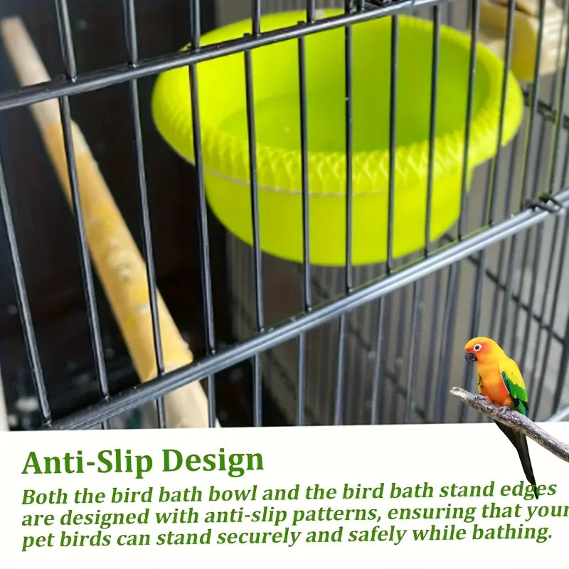 Bird Cage Bath & Feeding Bowl Set with Secure Mounting Ring