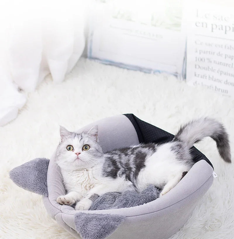 Cozy Cave Cat Bed – Removable Cushion, Breathable & Warm Pet House for Cats & Small Dogs