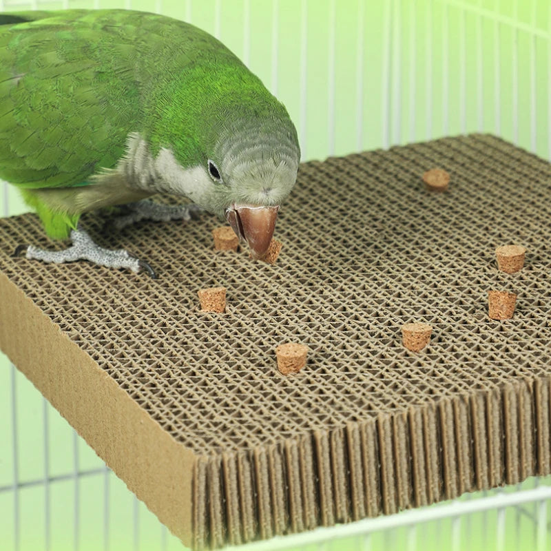 Bird Shredding & Foraging Toy Set – Paper & Cork Perch for Parakeets, Parrots & Conures