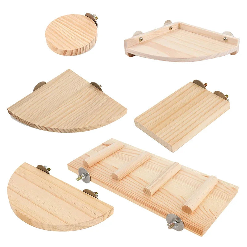 Natural Wood Bird Perch Stand & Platform Toy – 3 Sizes