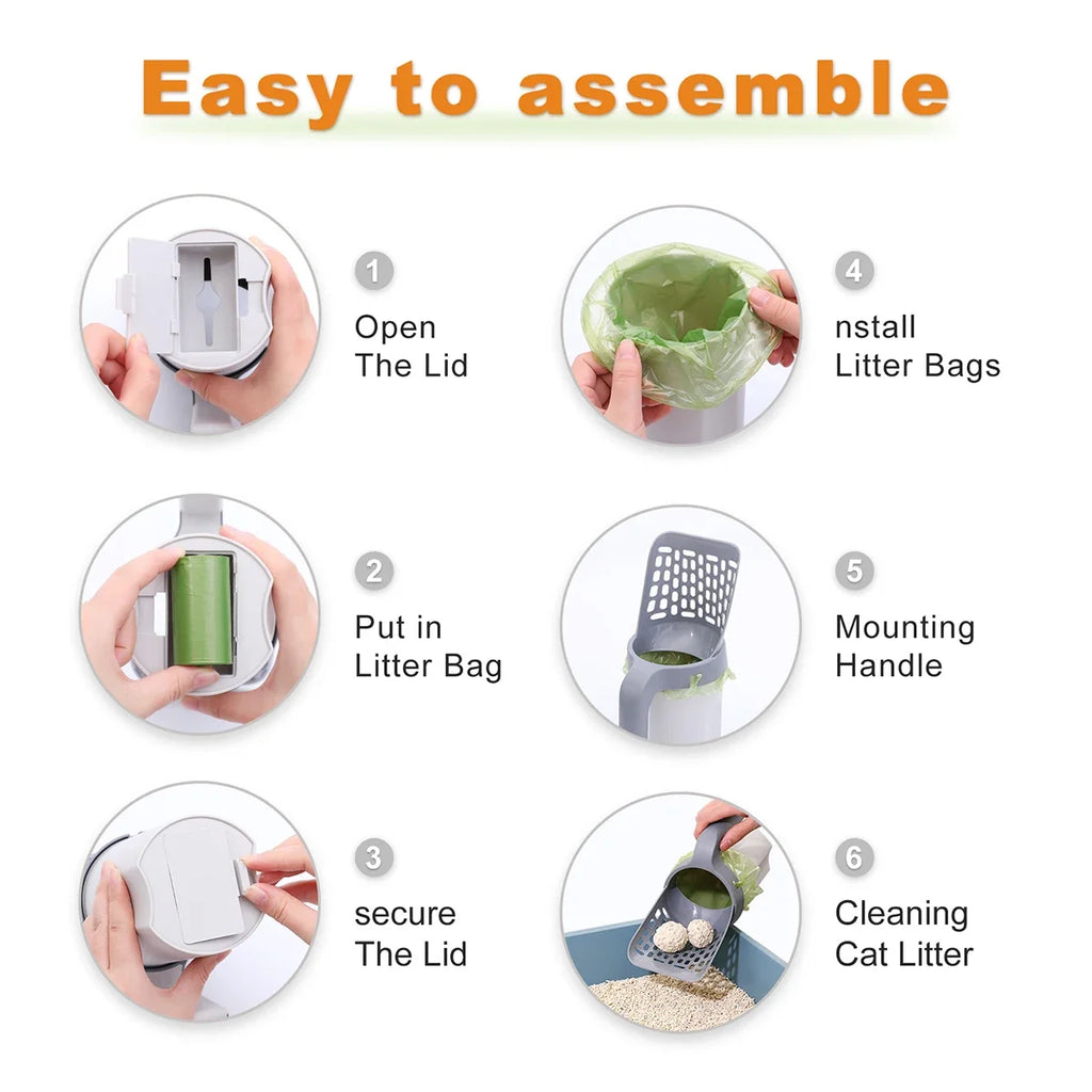 Cat Litter Scoop with Waste Bin – Self-Cleaning Cat Toilet Accessory