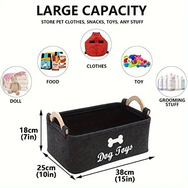 Premium Felt Pet Toy & Storage Basket – Stylish Organizer for Dogs & Cats
