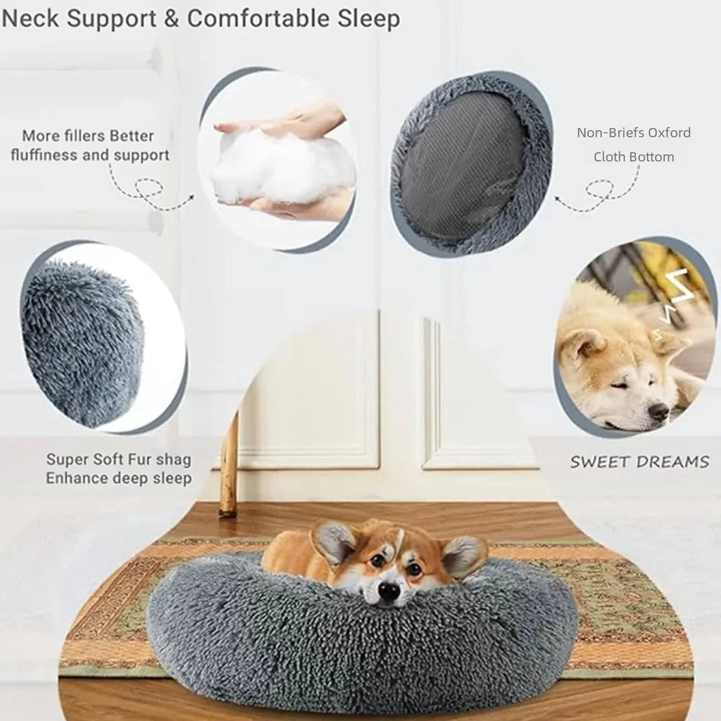 Cozy Round Pet Bed – Ultra-Soft Plush for Dogs & Cats (40–90 cm)