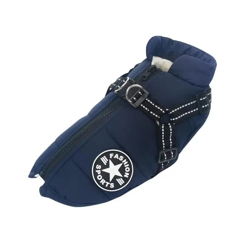 Winter Dog Jacket with Harness – Waterproof & Warm Coat for Large & Small Dogs
