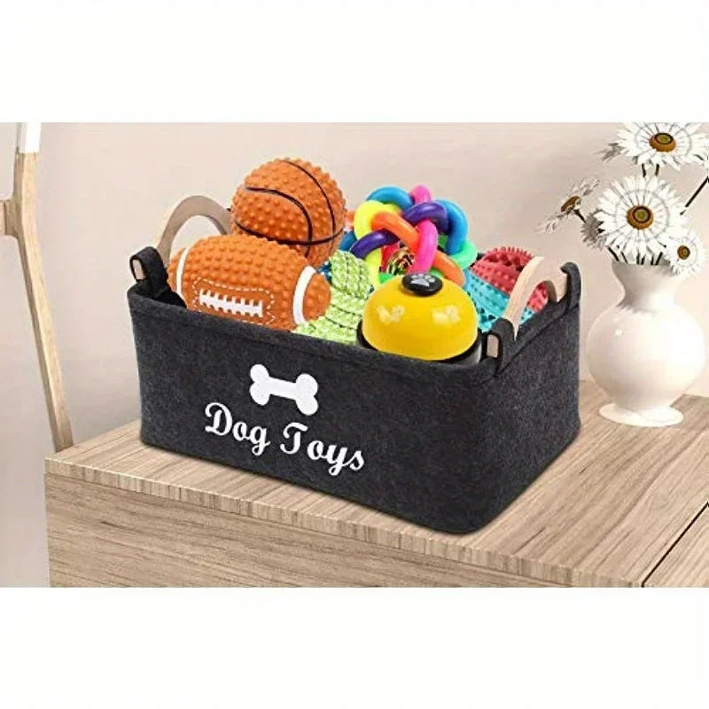Premium Felt Pet Toy & Storage Basket – Stylish Organizer for Dogs & Cats