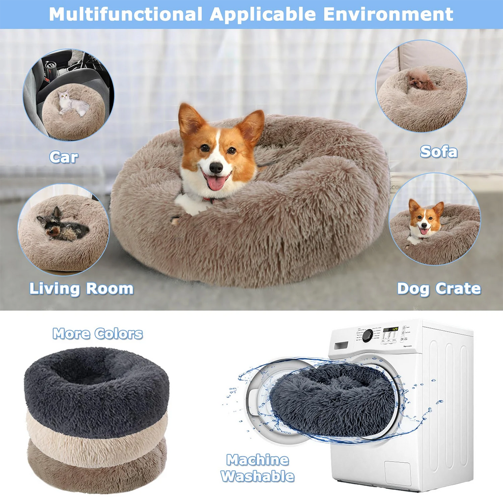 Cozy Round Pet Bed – Ultra-Soft Plush for Dogs & Cats (40–90 cm)