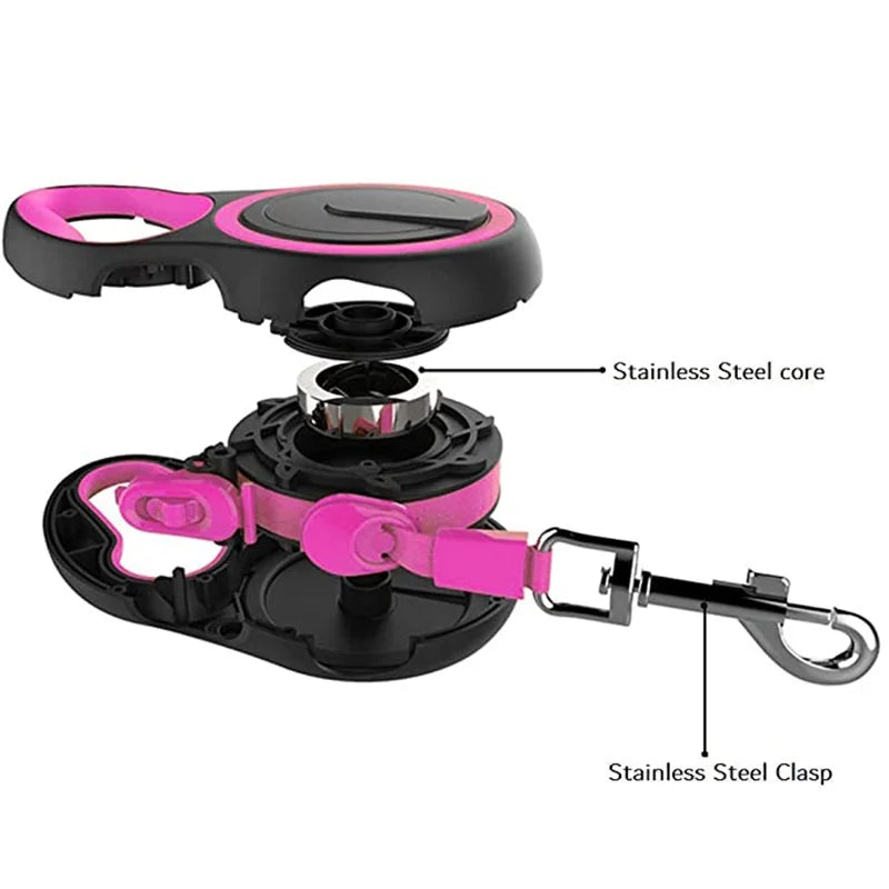 Retractable Dog Leash – Durable Nylon, One-Touch Brake & Lock | 3M / 5M / 8M for Small, Medium & Large Dogs