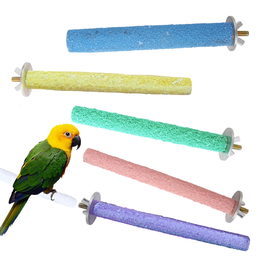 Colorful Wood Parrot Perch Stand – Bird Cage Toy for Small & Medium Birds