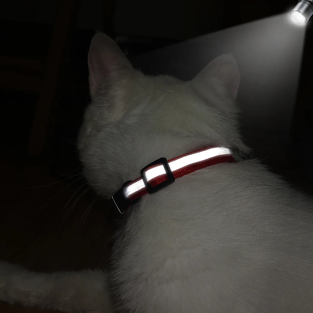 Personalized Reflective Cat & Dog Collar with Bell & Free Engraving