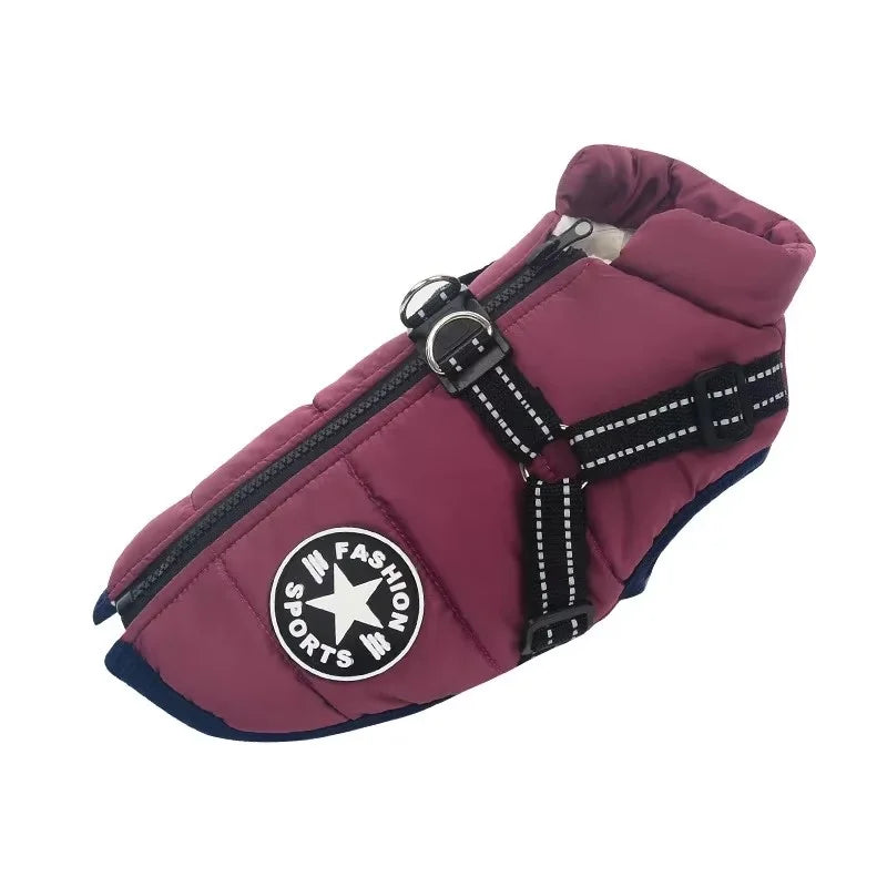 Winter Dog Jacket with Harness – Waterproof & Warm Coat for Large & Small Dogs