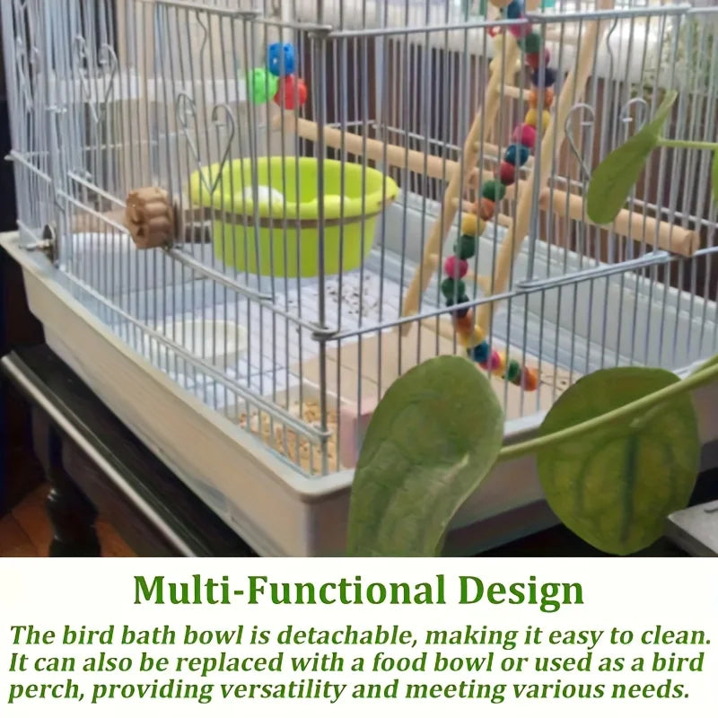 Bird Cage Bath & Feeding Bowl Set with Secure Mounting Ring