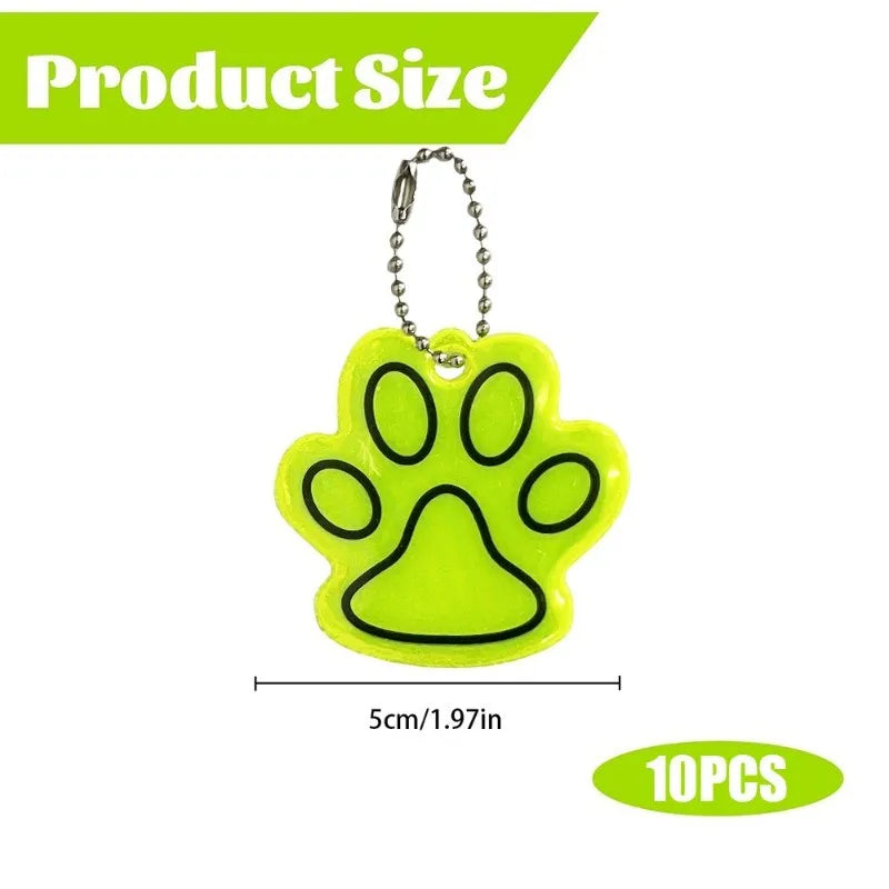 Reflective Cat Paw Keychain – Night Safety Pendant (10 PCS)