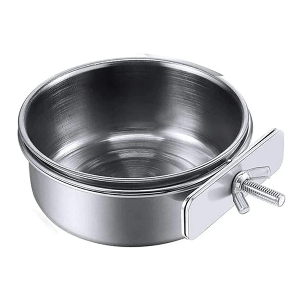 Stainless Steel Bird Feeder Bowl with Cage Clip