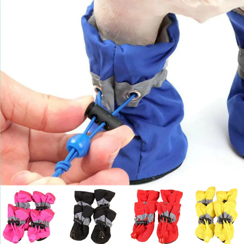 Waterproof Dog Boots – Anti-Slip Rain Shoes for Small Dogs & Cats (4-Pack)
