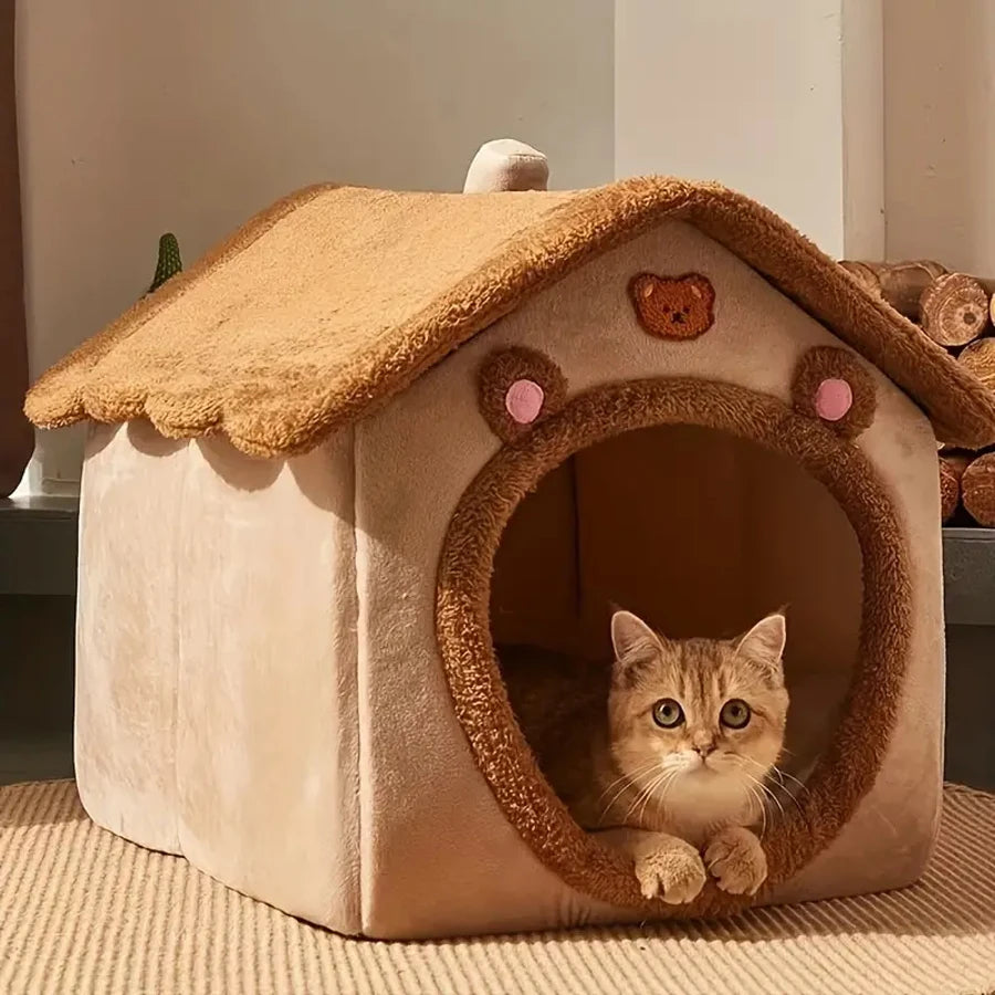 Foldable Cat & Pet House – Cozy Cave Bed for Cats & Small Dogs