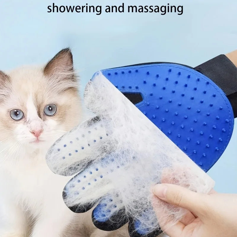 Pet Grooming Gloves – 2-in-1 Silicone Deshedding & Massage Brush for Dogs & Cats