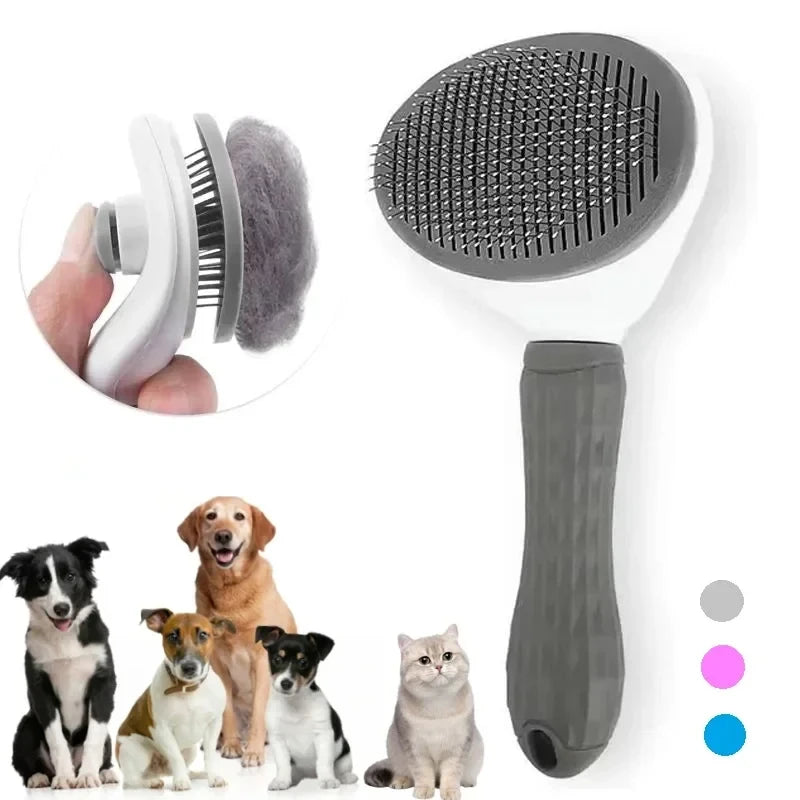 Self-Cleaning Pet Slicker Brush – Grooming & Dematting Comb for Dogs & Cats