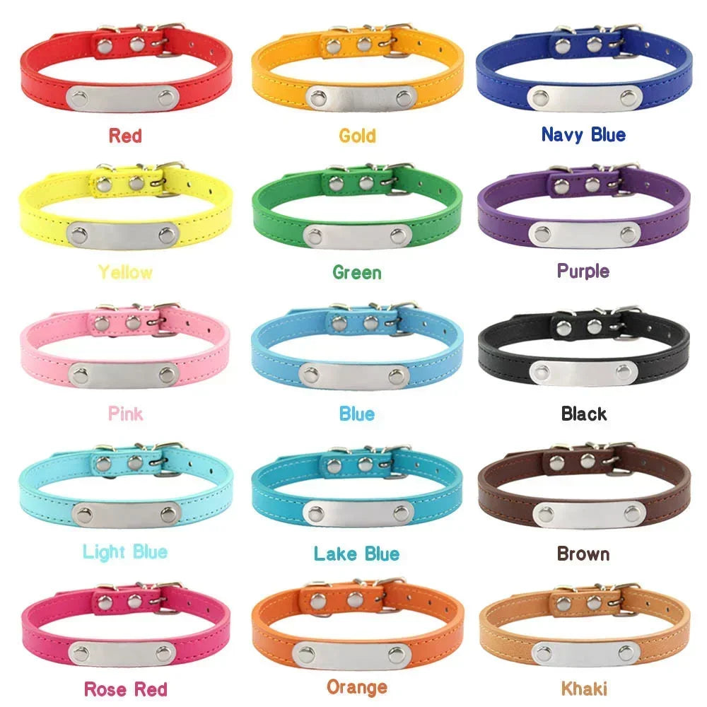 Personalized Pet Collar with Engraved ID Tag – PU Leather, Anti-Lost