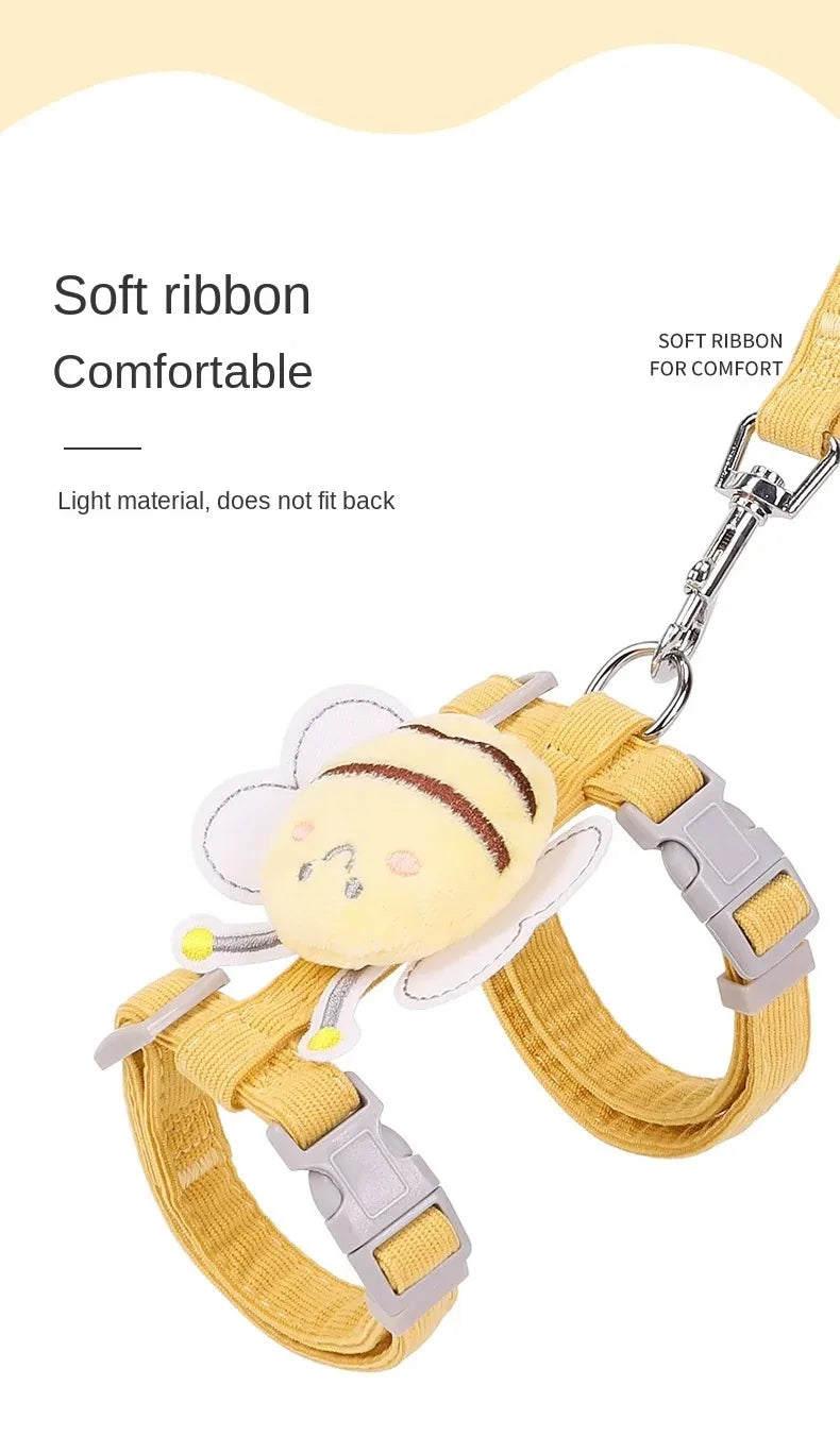 Bee-Themed Cat Harness & Leash Set – Adjustable Walking Vest for Small & Medium Cats