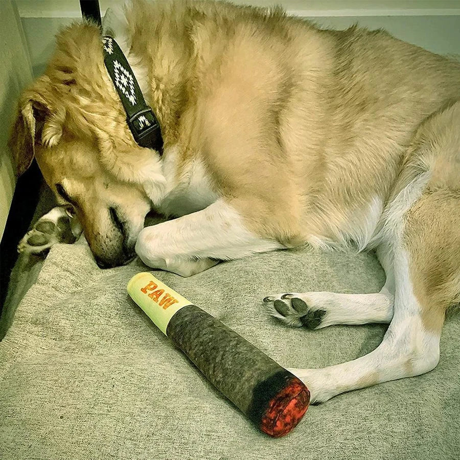 Cigar Design Plush Squeaky Dog Toy – Interactive Chew Toy for Small & Medium Dogs
