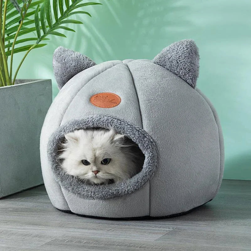 Cozy Cave Cat Bed – Removable Cushion, Breathable & Warm Pet House for Cats & Small Dogs