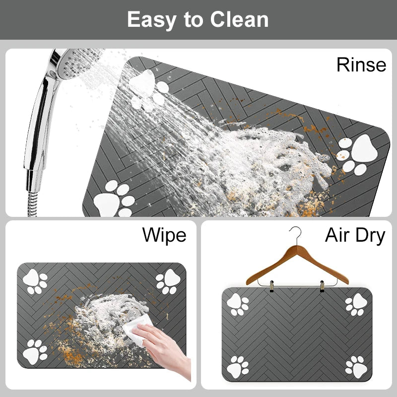 Absorbent Pet Feeding Mat – Non-Slip Waterproof Placemat for Dogs & Cats | 3 Sizes