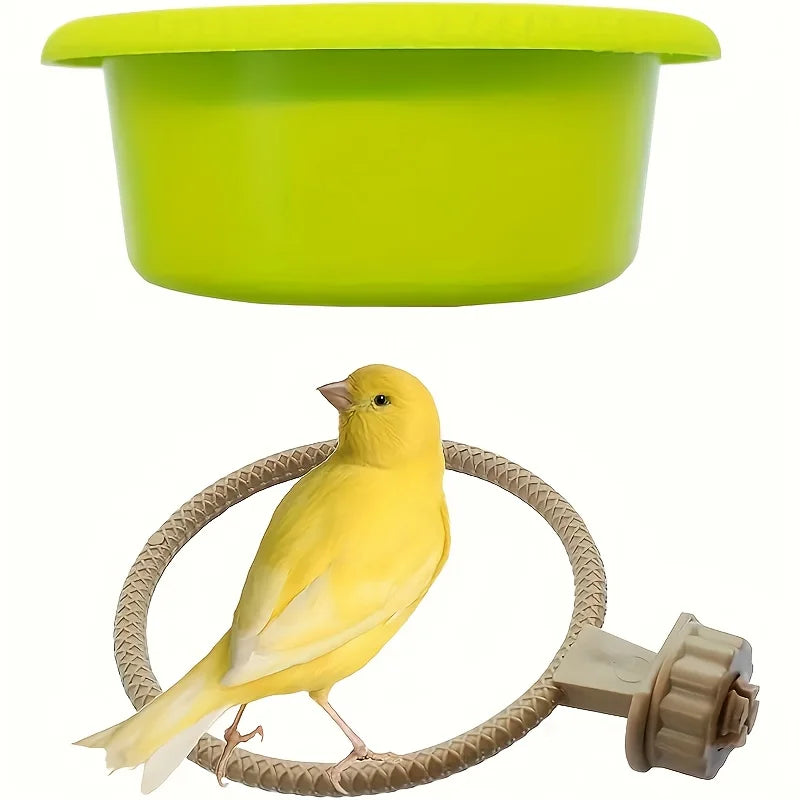Bird Cage Bath & Feeding Bowl Set with Secure Mounting Ring