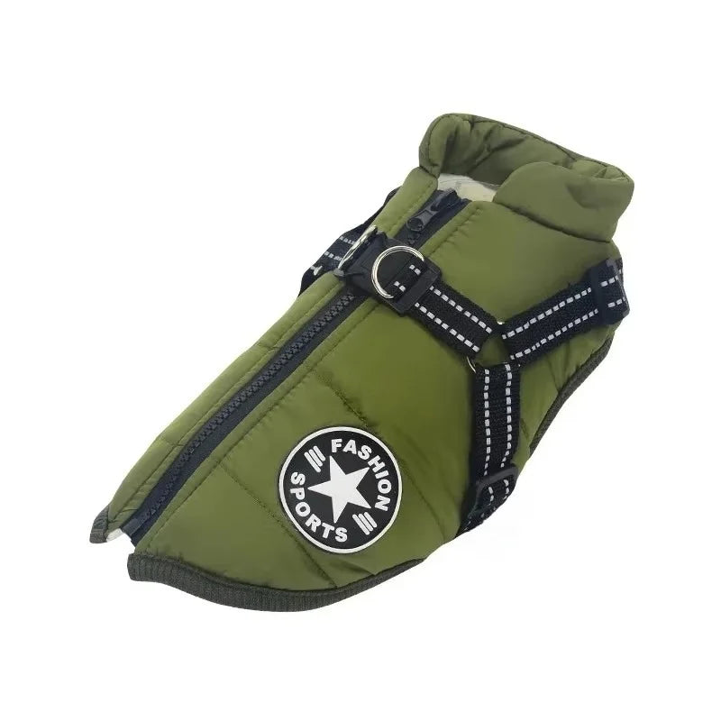 Winter Dog Jacket with Harness – Waterproof & Warm Coat for Large & Small Dogs