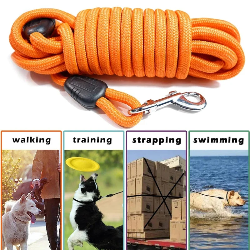 Heavy Duty Long Training Dog Leash – Multi-Layer Braided Nylon Recall Lead | 5M / 10M / 15M for Medium & Large Dogs
