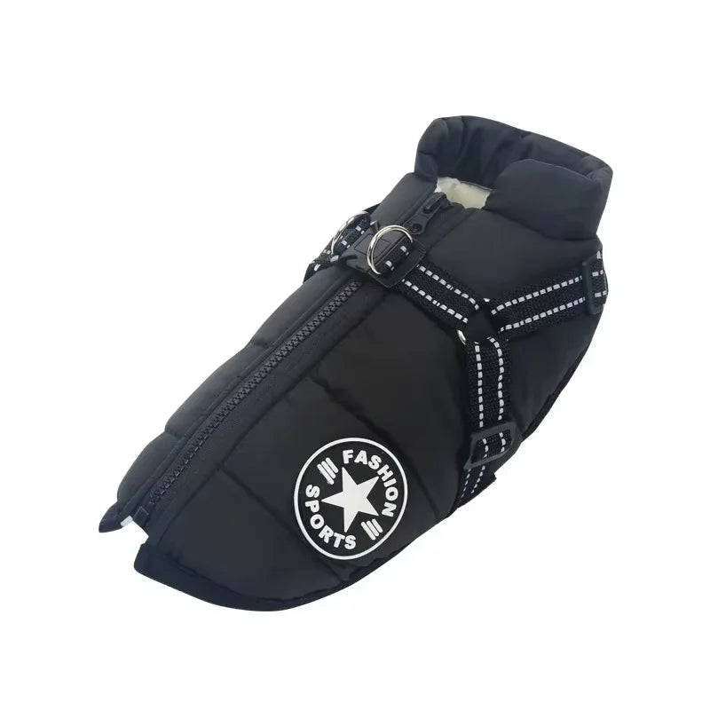 Winter Dog Jacket with Harness – Waterproof & Warm Coat for Large & Small Dogs