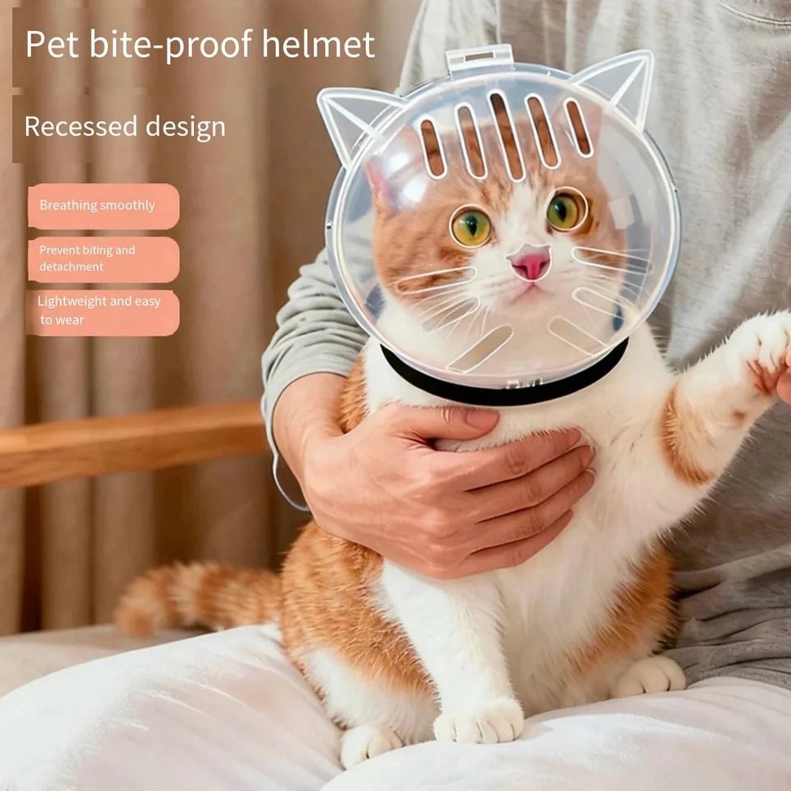 Breathable Cat Bubble Muzzle – Transparent Protective Helmet for Grooming & Anti-Bite Safety